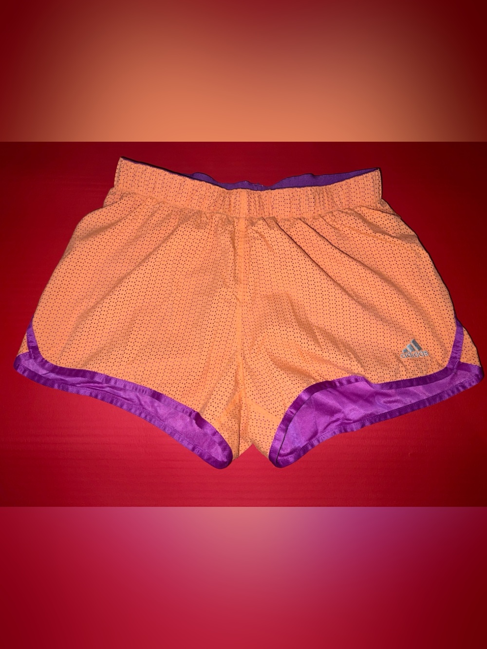 adidas Orange Athletic Shorts with Purple Trim